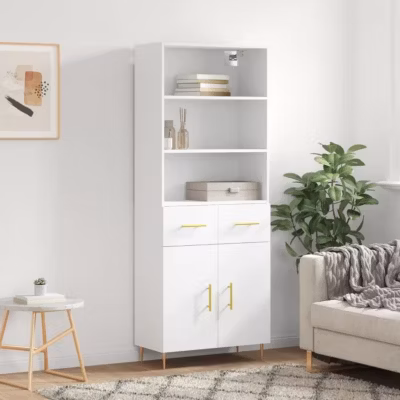 vidaXL Buffet haut Blanc 69,5x34x180 cm Bois d&rsquo;ingénierie 3200505