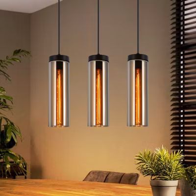ZMH Suspension Élégante Noir en Verre – 3 Flammes E27 pour Salle à Manger et Salon
