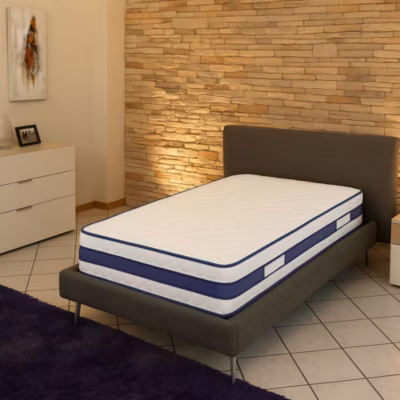 Lattex Blue Lot de 2 Matelas 2 x 90×190 Mousse Poli Lattex Indéformable – Hauteur 29 cm – Face Hiver avec  – Face été avec Lin – S