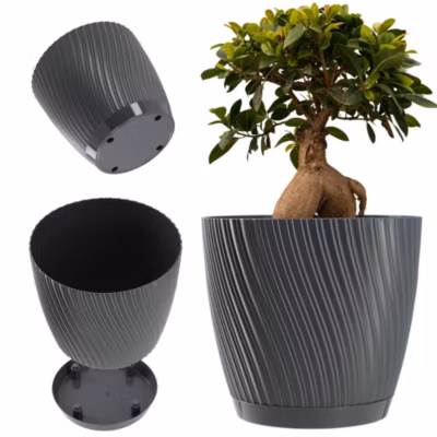 KADAX Pot de fleurs avec support 17cm Plastique gris