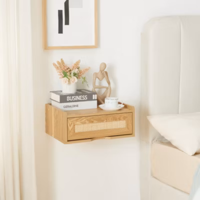 Étagère murale Ljuredsoo 40 x 30 x 17 cm effet chêne aspect rotin en.casa