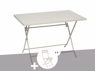 Table de jardin rectangle Greensboro 110 x 70 cm Argile avec 4 chaises – Hespéride