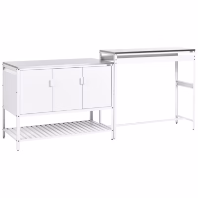 Ensemble de cuisine d&rsquo;extérieur 2 pièces avec table de bar MAENZA Métal Blanc