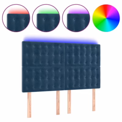Tête de lit à LED Bleu foncé 144x5x118/128 cm Velours vidaXL
