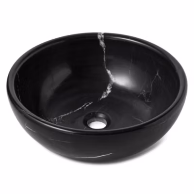 Vasque à poser ronde Marbre Noir 42×15 cm  – RO&rsquo;MA NATURE