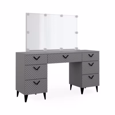 Vicco Coiffeuse Gris 150cm avec éclairage LED
