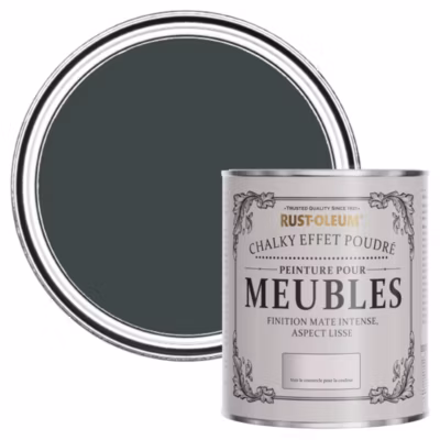 Peinture Noire pour Meubles mate effet poudré Chalky – RUST-OLEUM – Sable Noir 750ml
