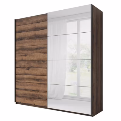 Armoire design 2 portes 220cm couleur chene foncé. Collection EOS