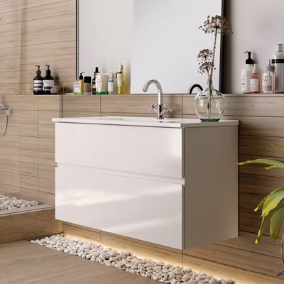 Ensemble Meuble vasque Niza AZ 70cm Blanc laqué