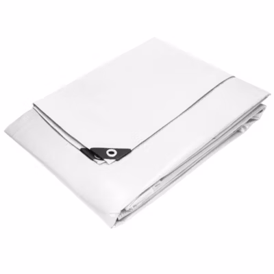 Bâche de couverture étanche protection en PE avec oeillets 6×8 m 180 g/m² blanc
