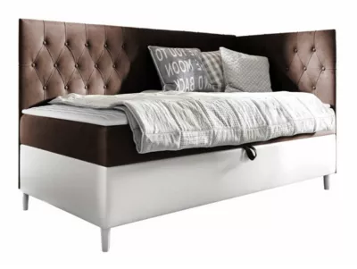 Lit continental Baltimore 167, Unique, Marron, Faux cuir, Disponible