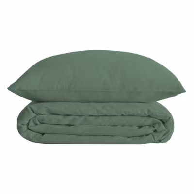 Parure de lit Landiha Percale vert jade 260x240cm – Atmosphera