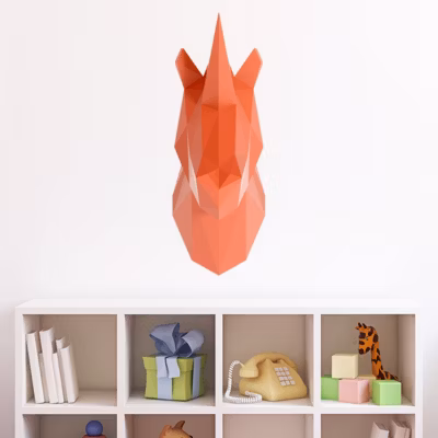 Sticker origami 3D licorne rose 40 x 15 cm