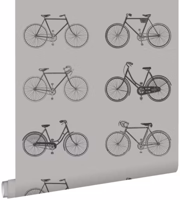 ESTAhome papier peint vélos gris chaud clair 53 cm x 10.05 m