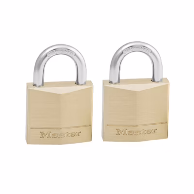 130EURT Lot de 2 Cadenas à Clé en Laiton, Doré, 4,9 x 3 x 1,2 cm