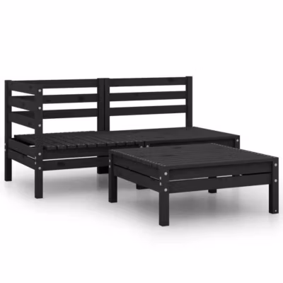 vidaXL Bois de Pin Massif Salon de Jardin 3 pcs Mobilier de Patio Ensemble de Meubles d&rsquo;Extérieur Meubles de Terrasse 806601