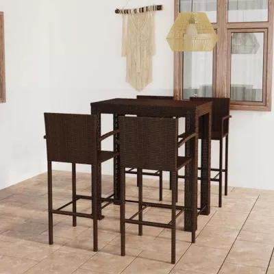vidaXL Jeu de Bar de Jardin 5 pcs avec Accoudoirs Salon de Jardin Table et Tabourets de Bistrot Terrasse Patio Extérieur 3064810