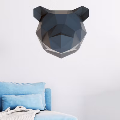 Sticker origami 3D ours noir 40 x 40 cm