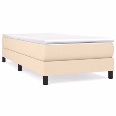 Lit simple, Lit adulte, Cadre de lit à ressorts crème 80×200 cm tissu