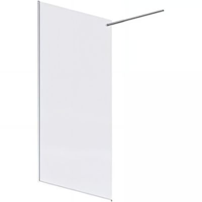 Paroi de douche murale fixe verre trempé 8mm fixation murale+barre de renfort inox SANINDUSA Screen H 2,04m L 1,40m verre cristal