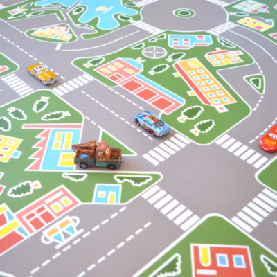Sol PVC pour enfants – Rues de la ville verte – Rouleau de 3m x 5m