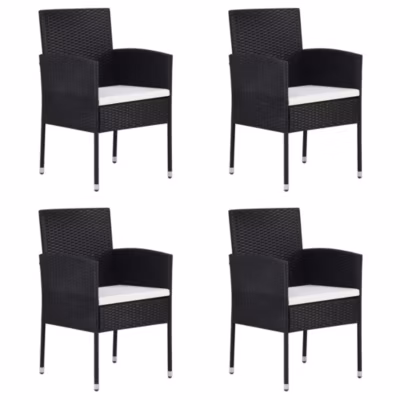 Chaises de jardin coussins blanc crème 4pcs noir résine tressée vidaXL