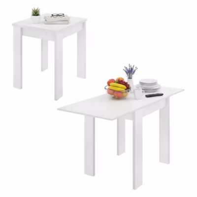 Table extensible Comer, Console extensible multi-positions, Table console auxiliaire pliante, 79/134x67h79 cm, Blanc