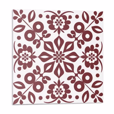Adhésif Vinyle Carreaux Wallfluent 30×30 cm Motif Floral Avec Des Feuilles 9 pièces
