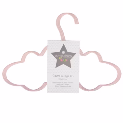 Lot de 3 cintres Nuage enfant – métal – blanc – Rose- Atmosphera