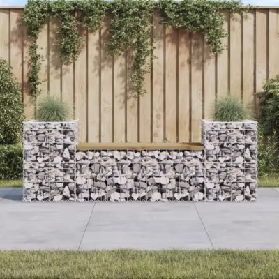 vidaXL Banc de jardin design gabion 183x41x60,5cm bois de pin imprégné 834389