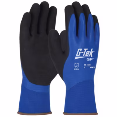 Gants polyester double enduction Pip latex Bleu Noir 11