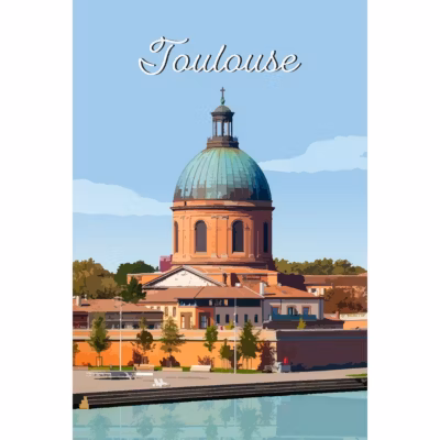 Tableau sur toile illustration dôme de toulouse 30×45 cm Fabriqué en France