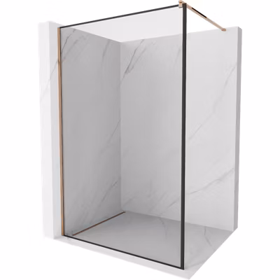 Mexen Kioto paroi de douche Walk-in 130 x 200 cm, cadre noir 8 mm, or rose – 800-130-101-60-70