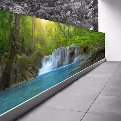 Brise vue Trompe l&rsquo;oeil – 120×480 cm – Cascades 3617689693576