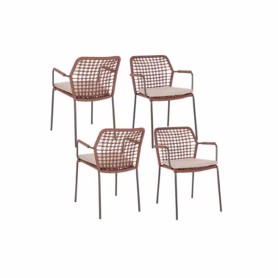 Chaises de jardin à accoudoirs et coussin (lot de 4) rouge  – PALMA