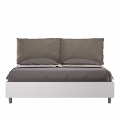 Lit sans sommier 160×190 avec coussins en simili cuir cappuccino Egos Antea