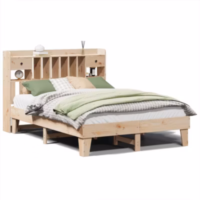 Lit double, Lit adulte, Cadre de lit sans matelas 140×200 cm bois massif de pin