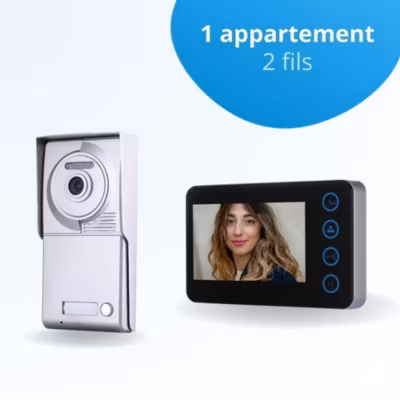 Portier interphone vidéo neo 2 fils – 1 appartement – 1 écran noir