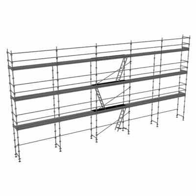 Echafaudage fixe de façade 128m² – Structure + Planchers + Plinthes + Lisses – DUO128-SPP