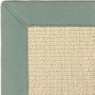 Tapis Sisal grosses boucles – Cuba blanchi – Ganse lin vert sauge – 80 x 150 cm