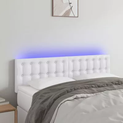 vidaXL Tête de Lit à LED Meuble de Chambre à Coucher Accessoire de Lit Double Tête de Cadre de Lit Intérieur Blanc 3121703