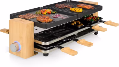 Raclette Princess Pure 8 1300 W Noir & Bambou