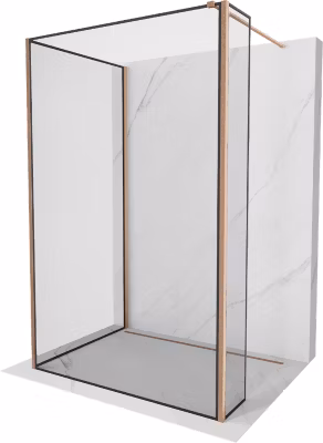 Mexen Kioto paroi de douche Walk-in 120 x 70 x 40 cm, cadre noir, cuivre brossé – 800-120-070-221-65-70-040