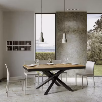 Table – Volantis Evolution – 90×180 extensible à 284 cm – Chêne Naturel – Blanc