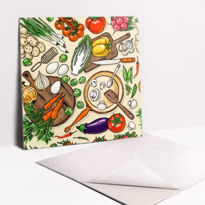 Carreaux vinyle Tulup 30×30 cm Dessiner des légumes colorés 9 pcs
