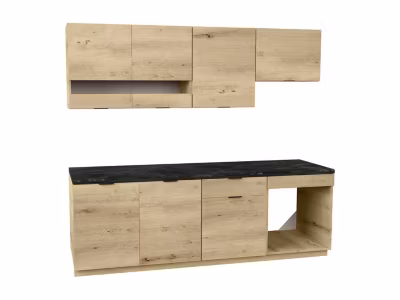 Cuisine complète – Avec plan de travail 200 cm – Naturel et Anthracite – CARMEO