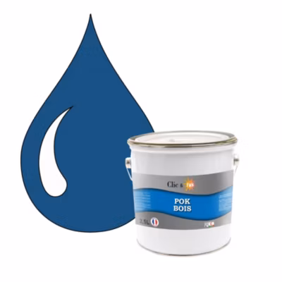 Peinture extérieure bois – Résistante aux intempéries POK BOIS – 2,5L – RAL 5019 – Bleu Capri – Clic & Pok