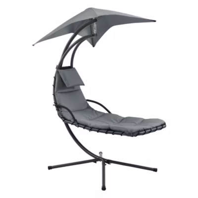 Bain de Soleil Suspendu Lorca Support sur Pied 166 x 116 x 210 cm Noir Gris en.casa