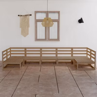 vidaXL Salon de Jardin 7 pcs Ensemble de Meubles de Terrasse Mobilier de Patio Meubles d&rsquo;Extérieur Mobilier de Jardin Bois 3076132