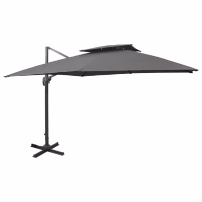 Parasol de jardin en porte-à-faux avec double toit anthracite vidaXL